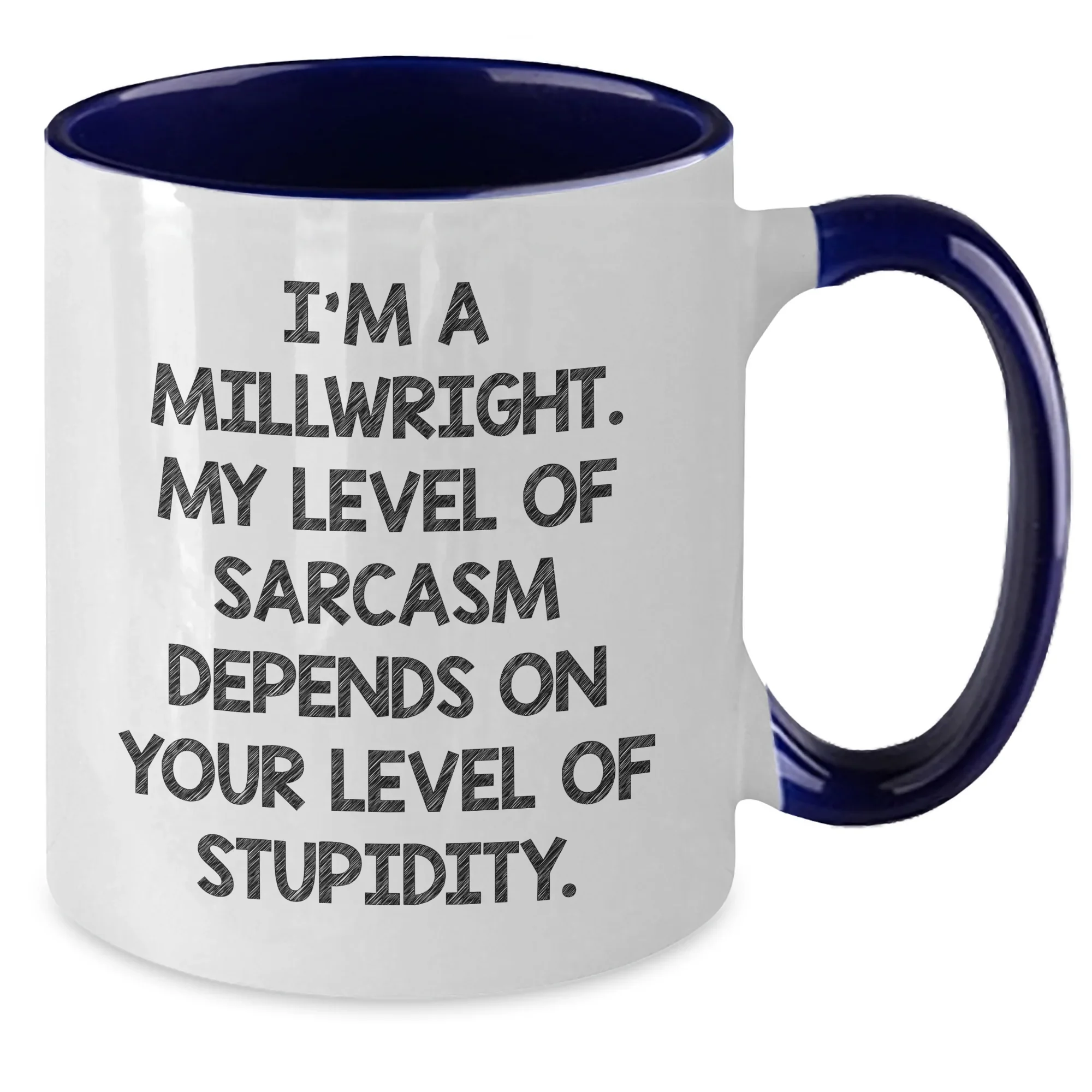 Funny Millwright Gifts - I'm A Millwright. My Level Of Sarcasm Depends On Your Level Of Stupidity. - 11oz Two Tone Coffee Mug, Gifts from Men to Millwright, Mother's Day Unique Gifts