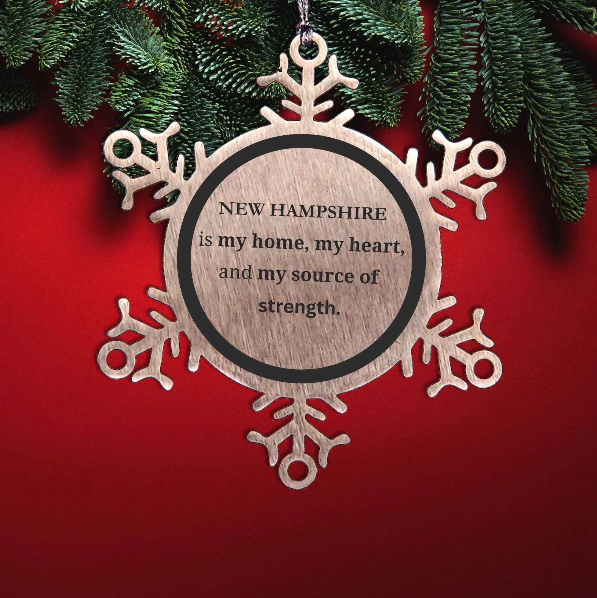 New Hampshire is my Home Gifts, Snowflake Christmas Ornament