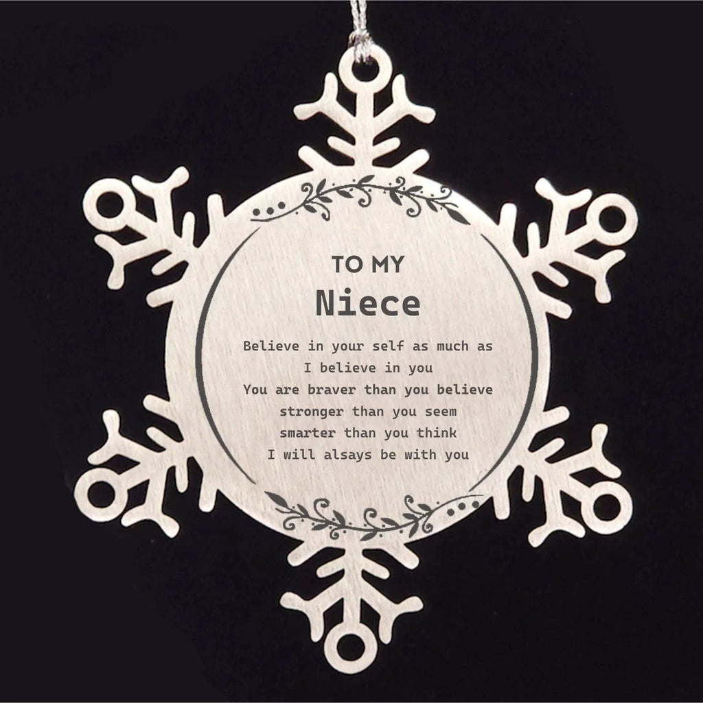 Niece Snowflake Ornament Gifts, To My Niece You are braver than you believe, stronger than you seem, Inspirational Birthday, Christmas Gifts