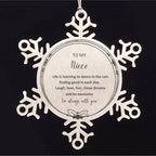 Niece Snowflake Ornament, Motivational Birthday Christmas Gifts - Life is learning to dance in the raini