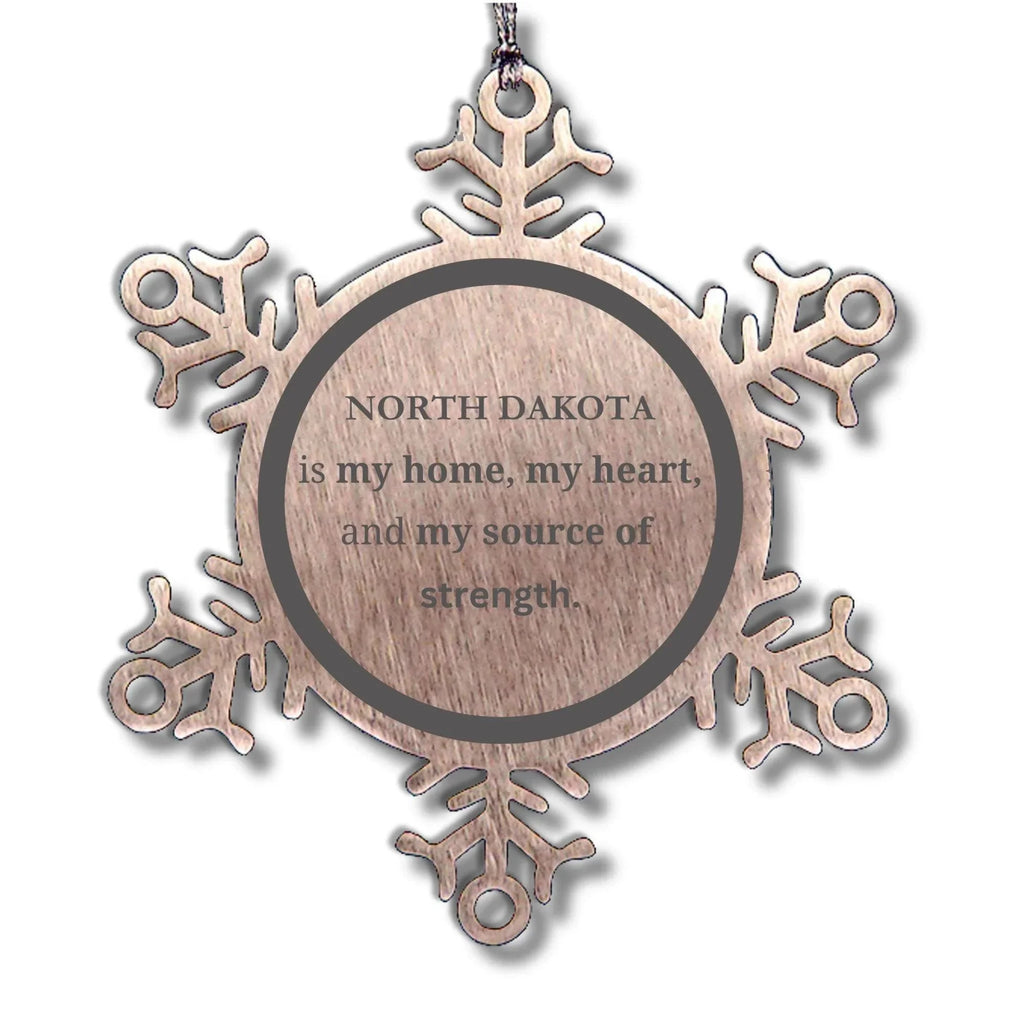 North Dakota is my Home Gifts, Amazing North Dakota Birthday, Christmas Engraved Stainless-Steel Snowflake Ornament For People from North Dakota, Men, Women, Friends