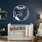 Our Little Monkey Monogram Personalized Steel Wall Sign Metal Art
