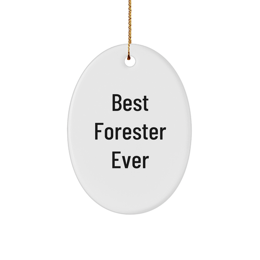 Forester Gifts from Friends - Best Forester Ever Oval Ornament, Christmas Unique Gifts for Foresters, Funny Quote - Image 1