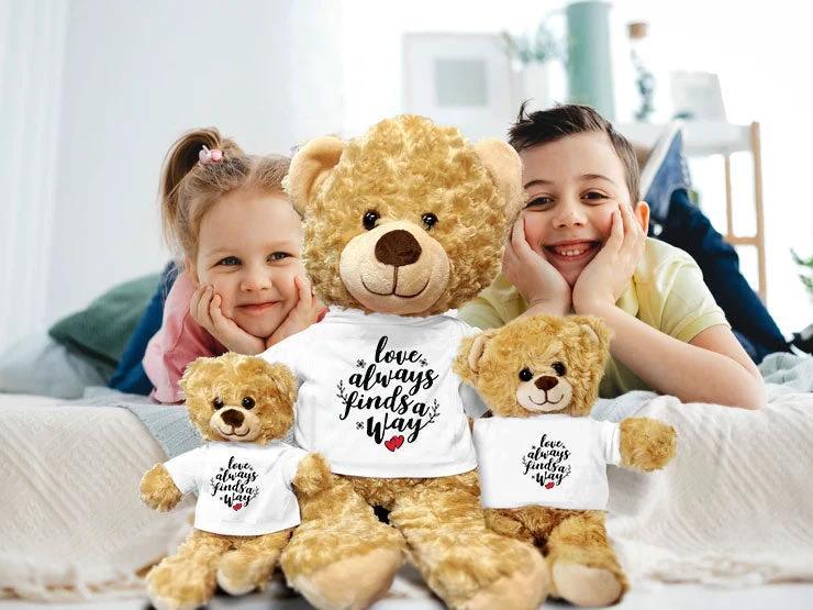 Love Finds A Way - Plush Lamb, Panda, or Teddy Bear with Tee Shirt Romantic Gift for Sweetheart