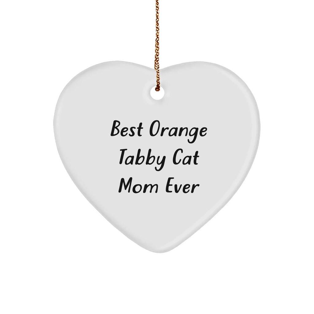 Orange Tabby Cat Mom Ever Heart Ornament Gifts from Family Friends, 'Best Orange Tabby Cat Mom Ever' Quote, Christmas Unique Gifts