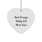 Orange Tabby Cat Mom Ever Heart Ornament Gifts from Family Friends, 'Best Orange Tabby Cat Mom Ever' Quote, Christmas Unique Gifts