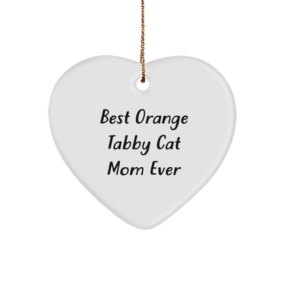 Orange Tabby Cat Mom Ever Heart Ornament Gifts from Family Friends, 'Best Orange Tabby Cat Mom Ever' Quote, Christmas Unique Gifts