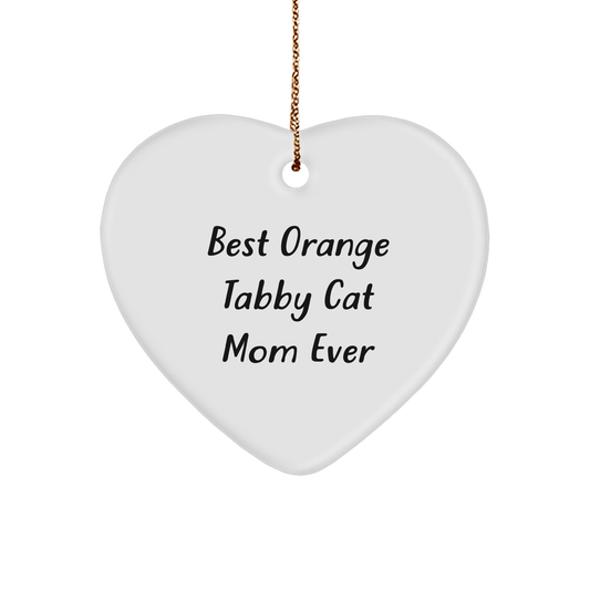 Orange Tabby Cat Mom Ever Heart Ornament Gifts from Family Friends, 'Best Orange Tabby Cat Mom Ever' Quote, Christmas Unique Gifts