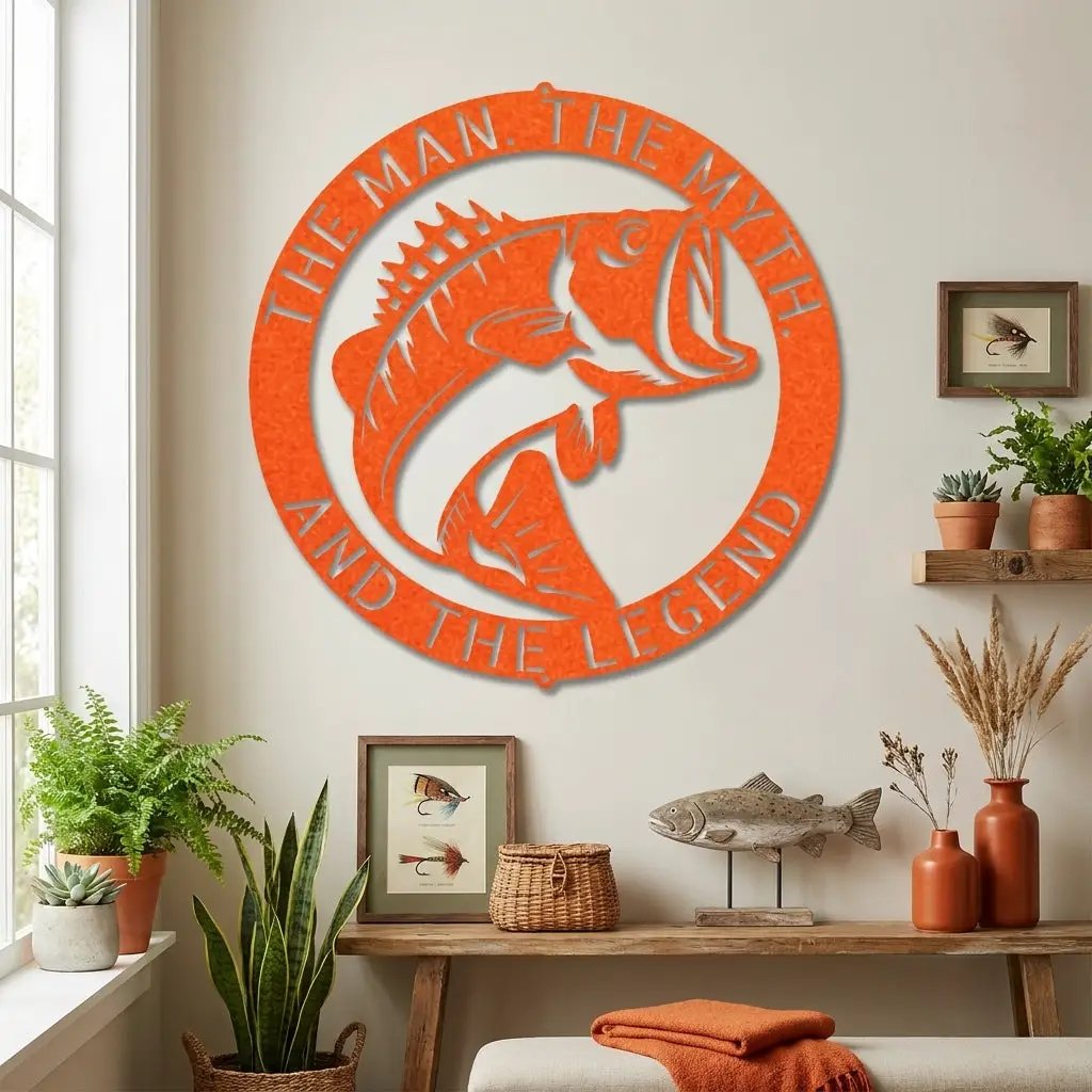Personalized Bass Fishing Metal Sign Custom Fisherman Wall Art - Lake House Decor Outdoor Sign