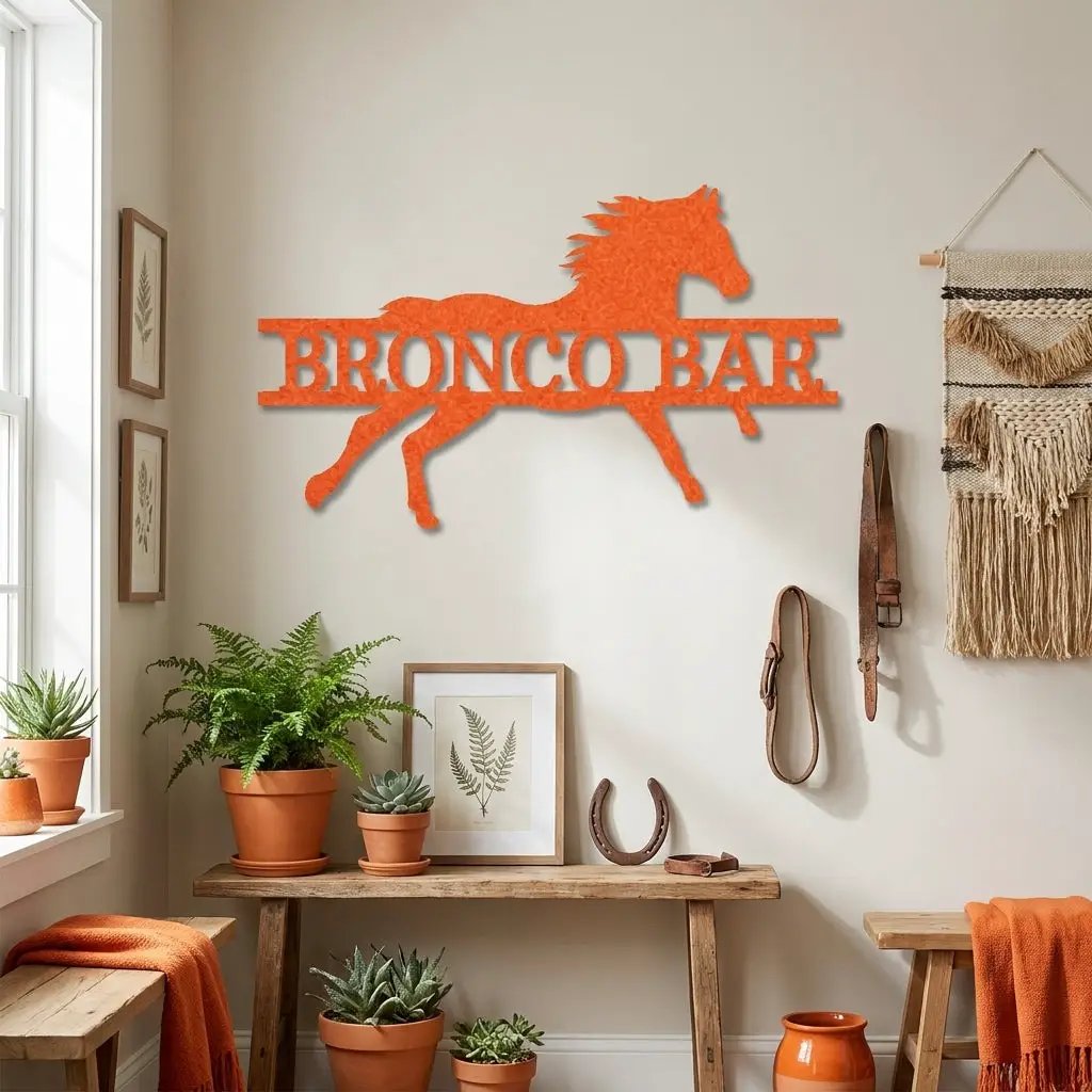 Personalized Horse Metal Wall Art Sign – Custom Ranch Name Sign – Western Barn Decor – Equestrian Steel Wall Art – Rustic Farmhouse Horse Lover Gift