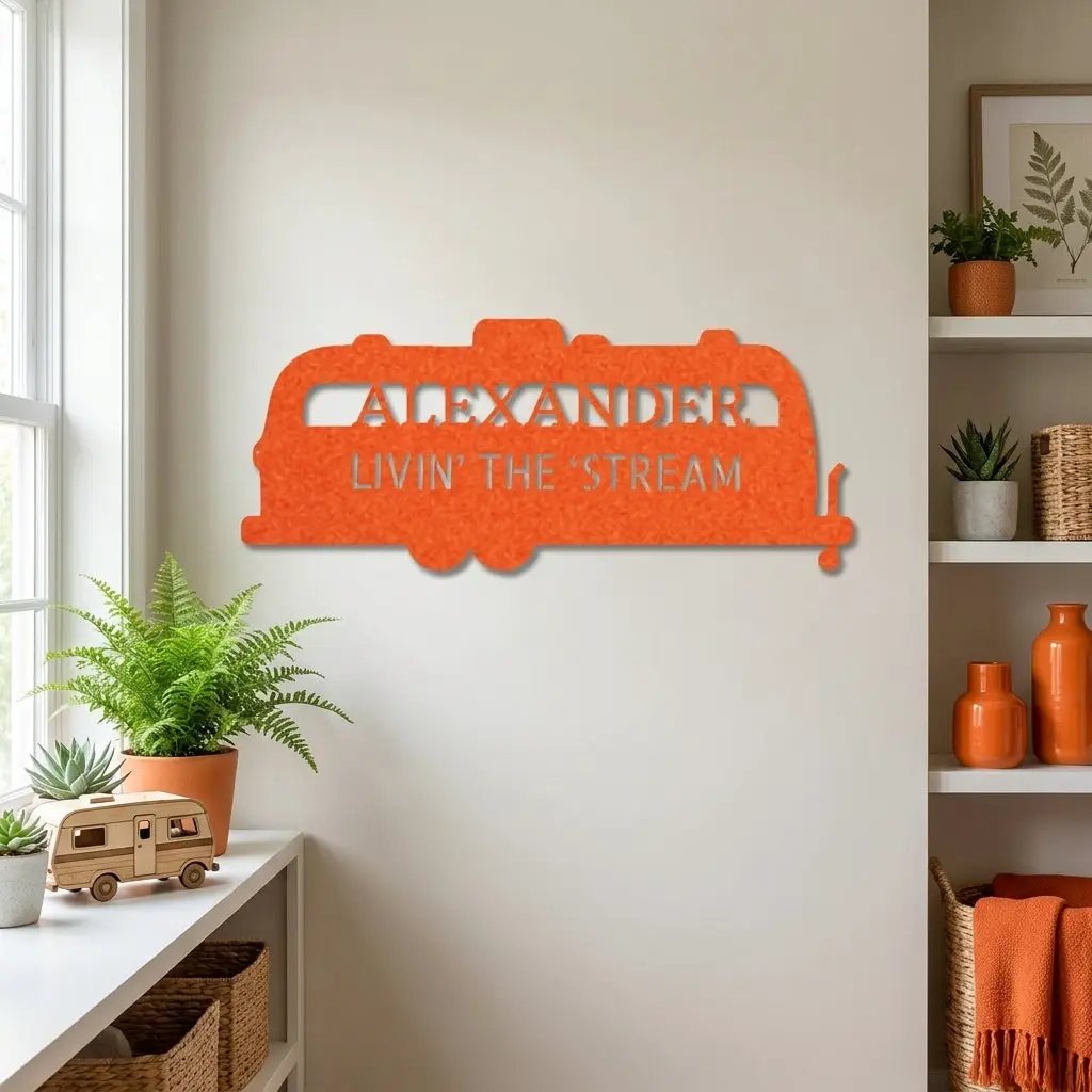 Personalized Airstream Camper Metal Sign – Custom RV Name Sign – Camper Decor – Outdoor RV Sign Gift