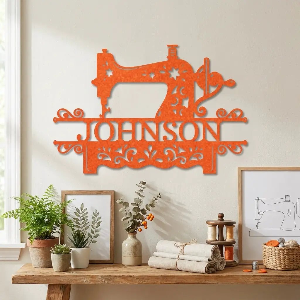 Personalized Sewing Machine Metal Wall Art Custom Name Sign Quilter Gift Sewist Decor Craft Room Wall Decor Vintage Sewing Machine Sign