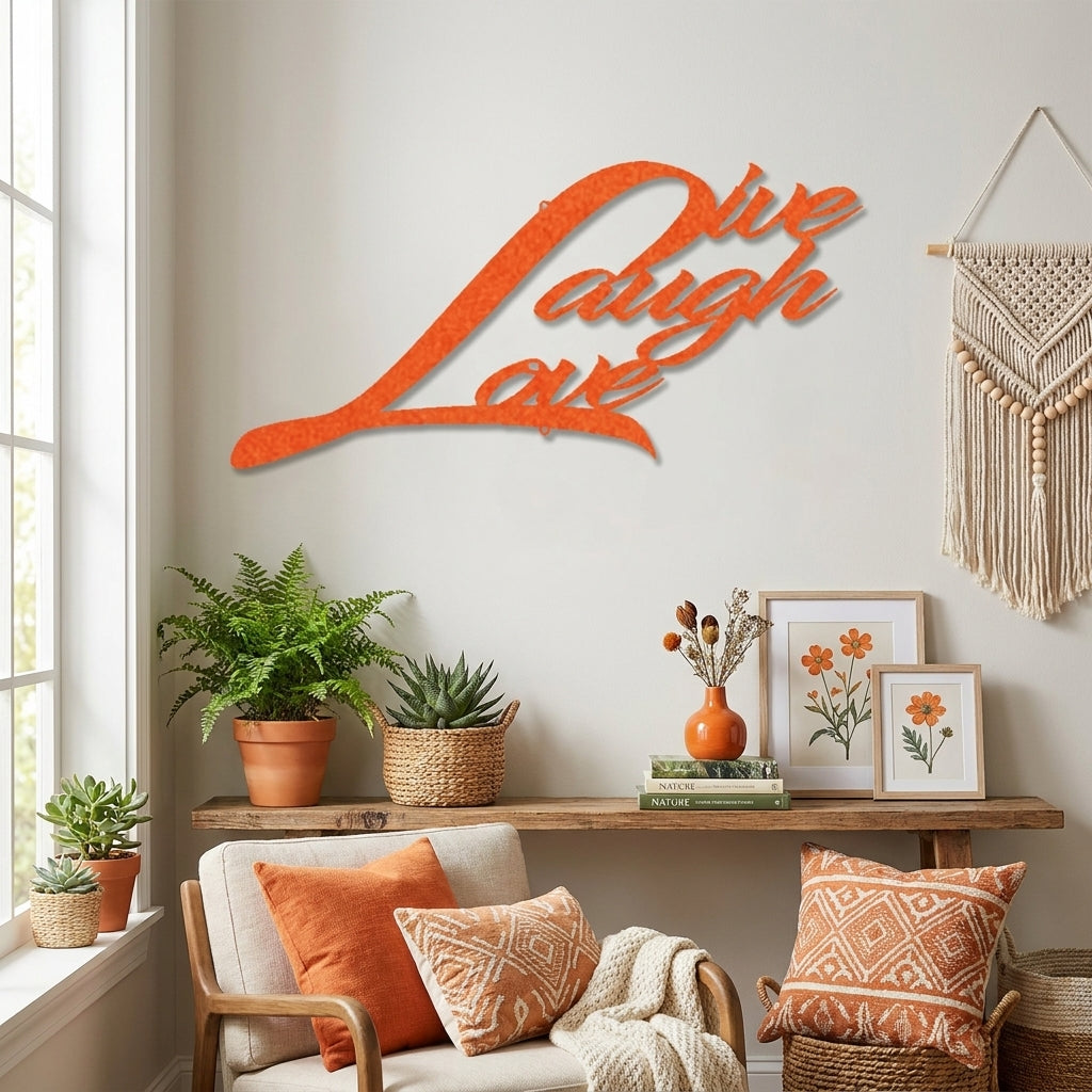 Live Laugh Love Metal Wall Art – Inspirational Script Metal Sign – Farmhouse Home Decor – Rustic Indoor Outdoor Steel Wall Hanging