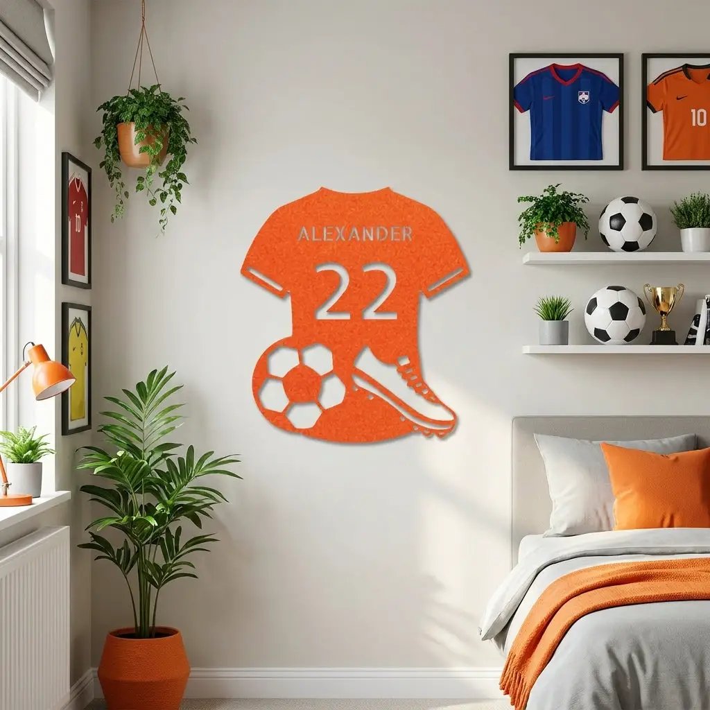Soccer Jersey Monogram Custom Name Steel Sign Metal Wall Art