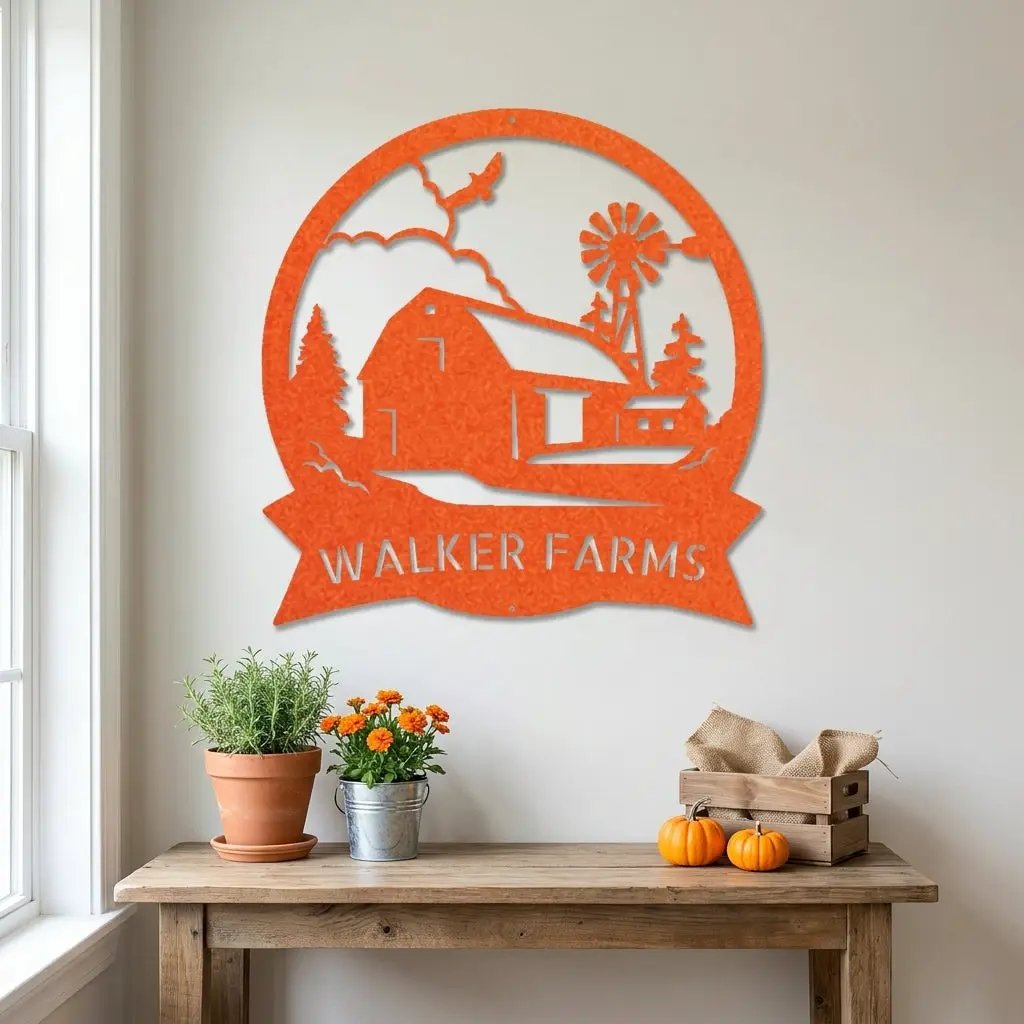 Personalized Farm Metal Wall Art Custom Barn Sign Rustic Family Name Sign Country Windmill Decor Farmhouse Outdoor Metal Wall Decor Gift