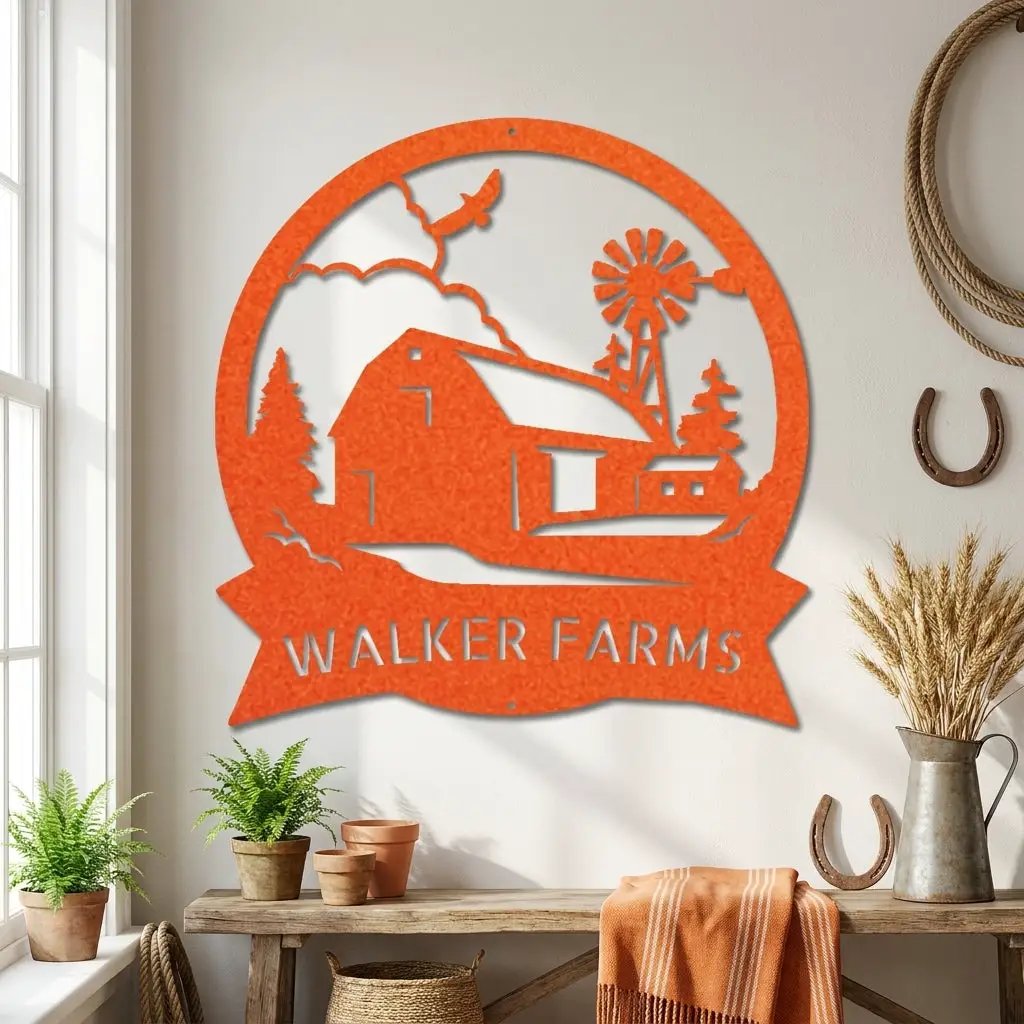 Barn Farmhouse Custom Name Metal Art Wall Sign