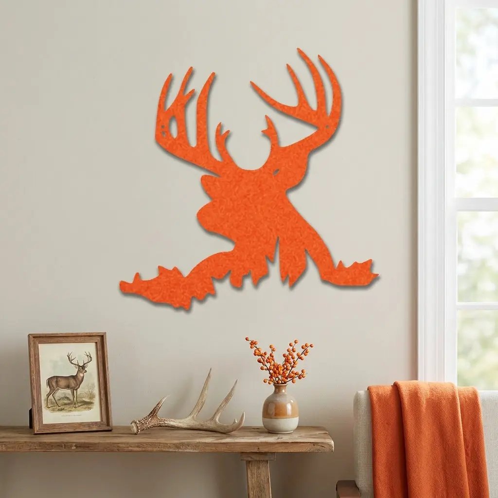 Deer Head Metal Wall Art – Buck Silhouette Wall Decor – Rustic Cabin Decor – Hunting Gift – Lodge Wall Art