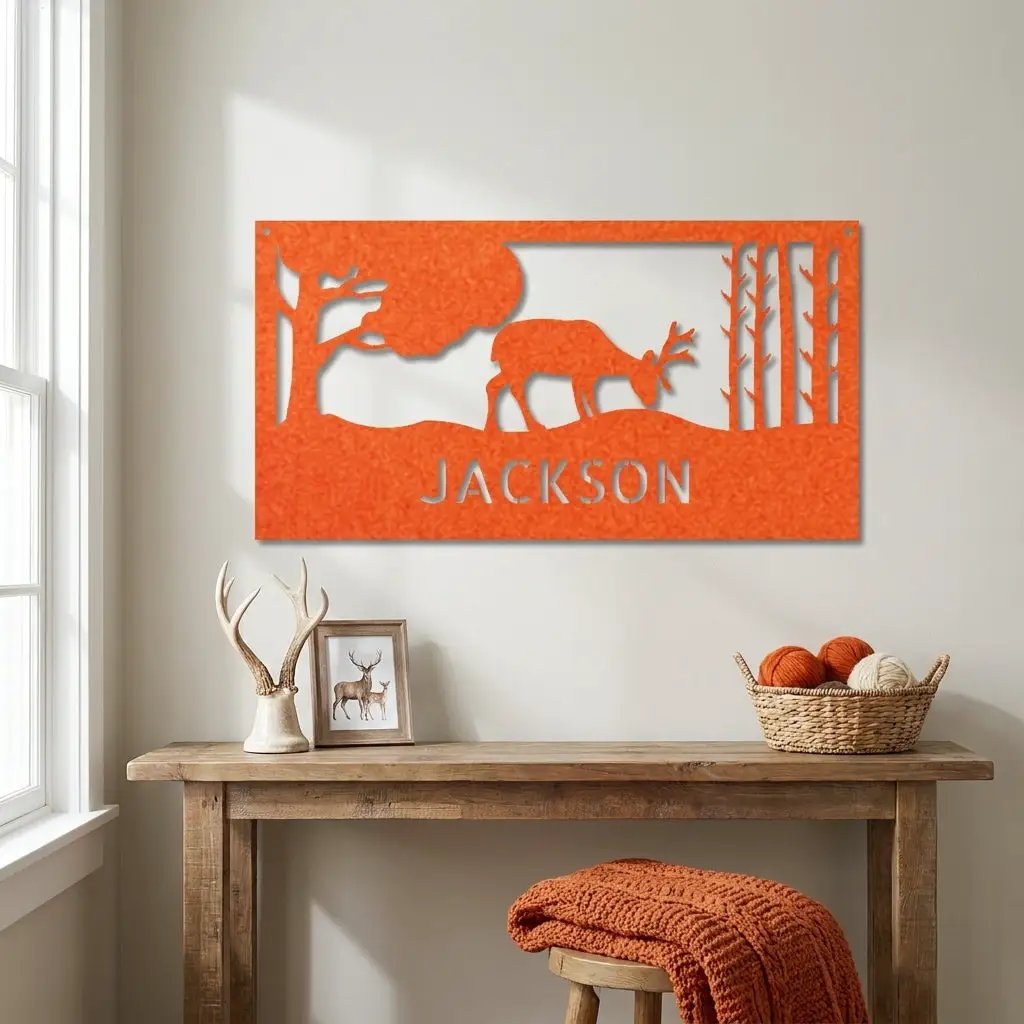 Personalized Deer Metal Sign, Hunting Wall Art, Custom Deer Name Sign, Rustic Cabin Decor