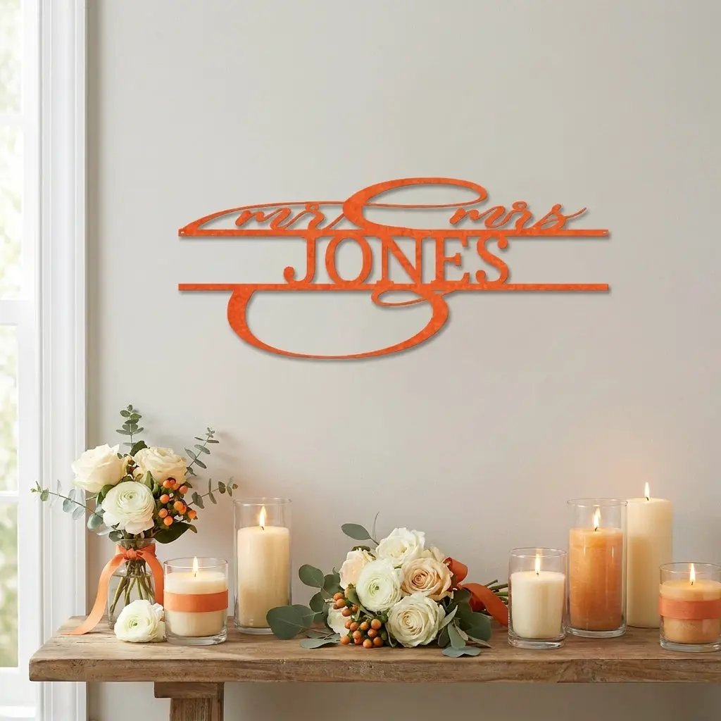 Mr And Mrs Couples Personalized Name Metal Art Wall Sign