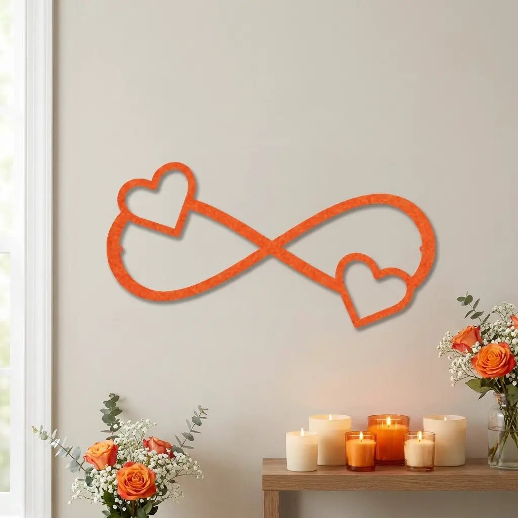 Infinity Heart Metal Wall Art – Personalized Couple Sign – Romantic Wall Decor – Wedding & Anniversary Gift