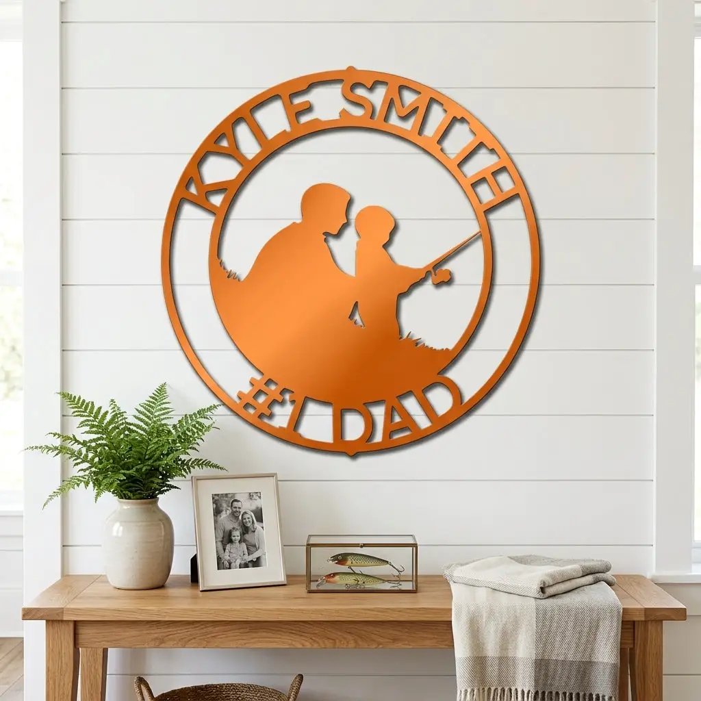 Personalized Father and Son Fishing Sign, Custom Dad Gift, Fishing Wall Decor, Father’s Day Gift, Gift for Fisherman, Metal Wall Art