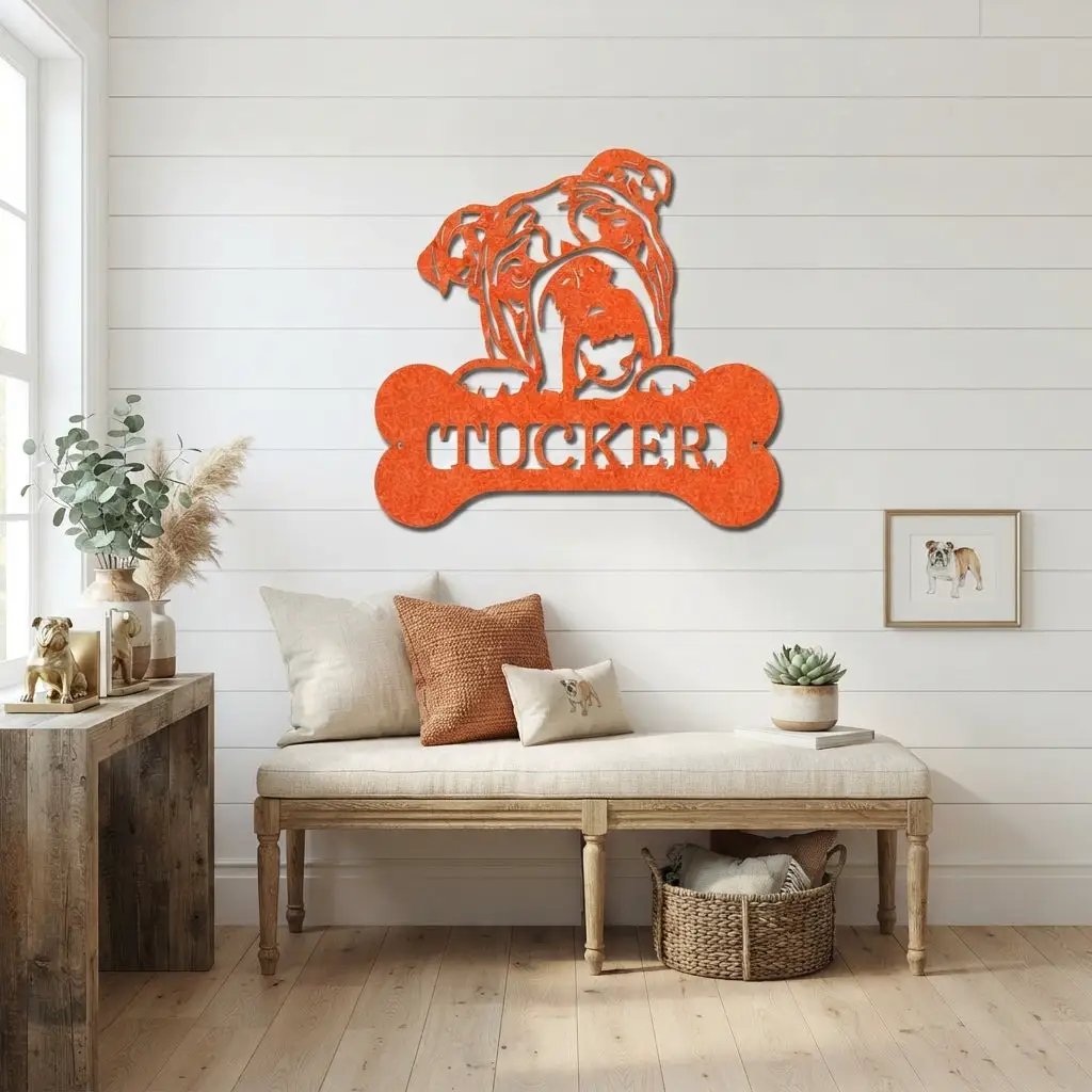 Bulldog Custom Name Metal Art Wall Sign