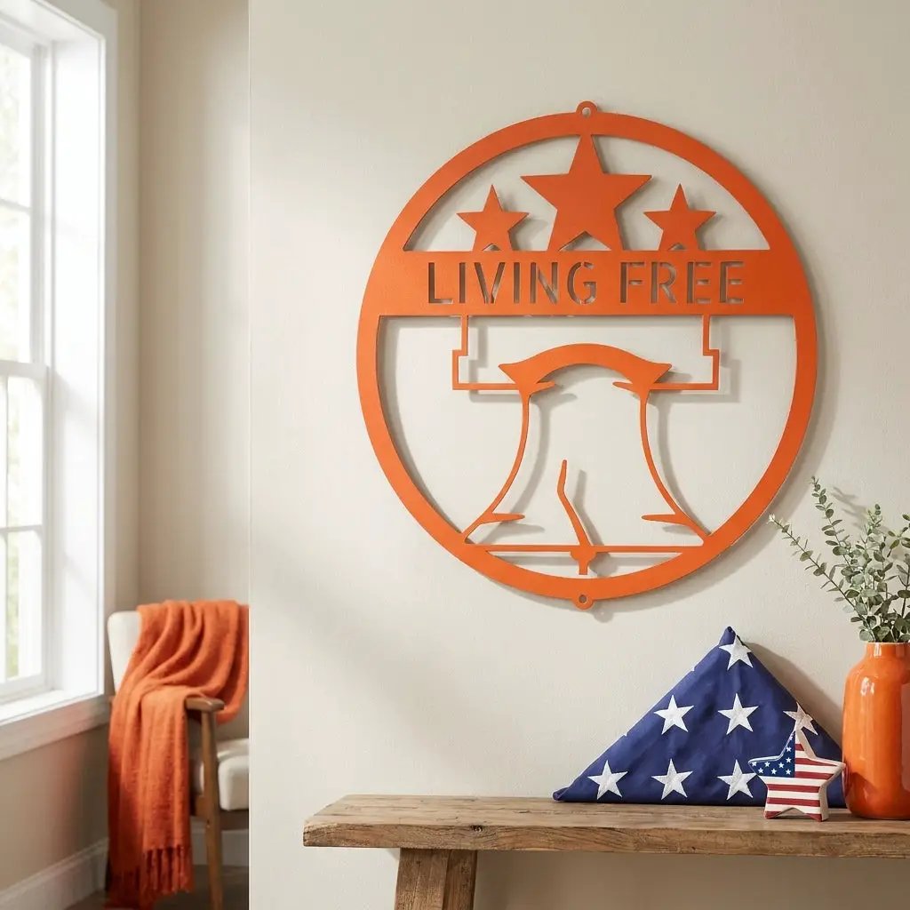 Custom Liberty Bell Metal Wall Art Patriotic Decor Made in USA Steel Sign Indoor Outdoor Americana Wall Hanging