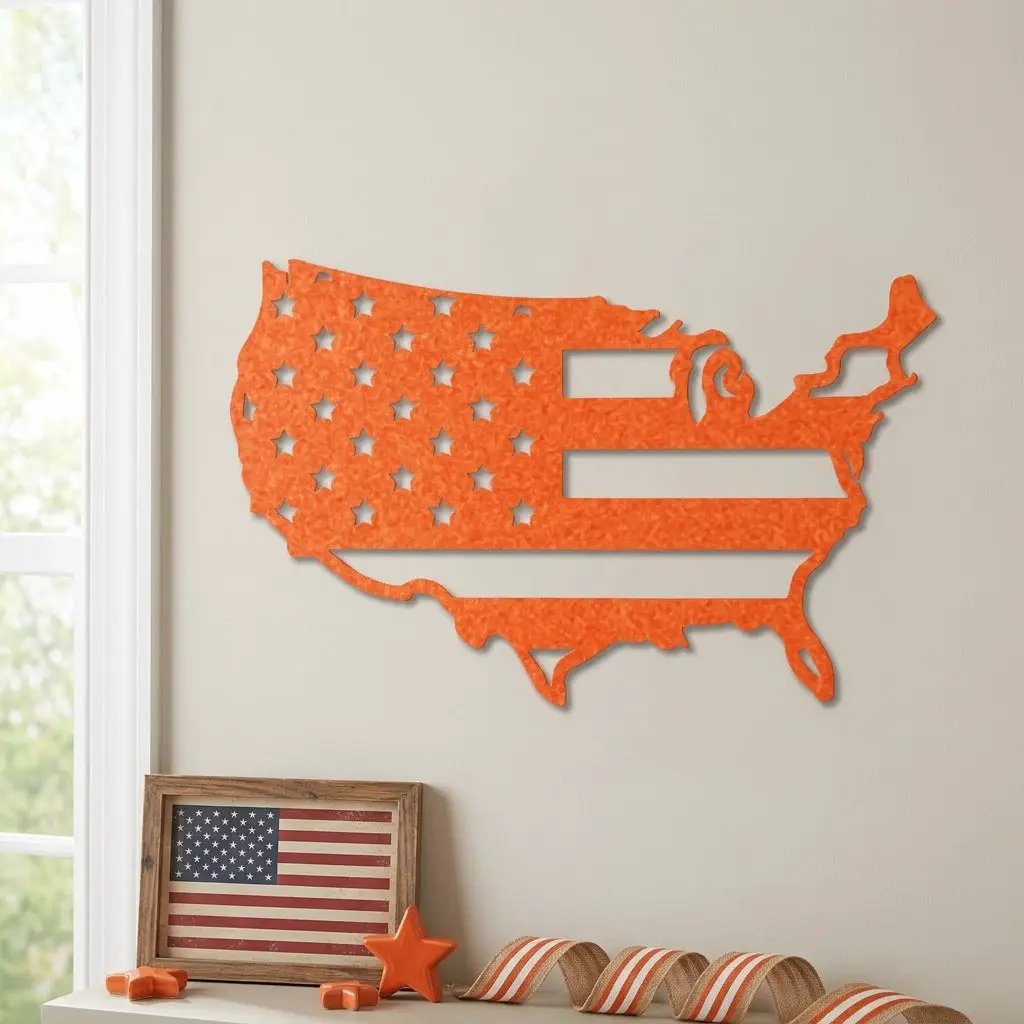 USA Flag Map Metal Wall Art – A Modern Symbol of American Pride