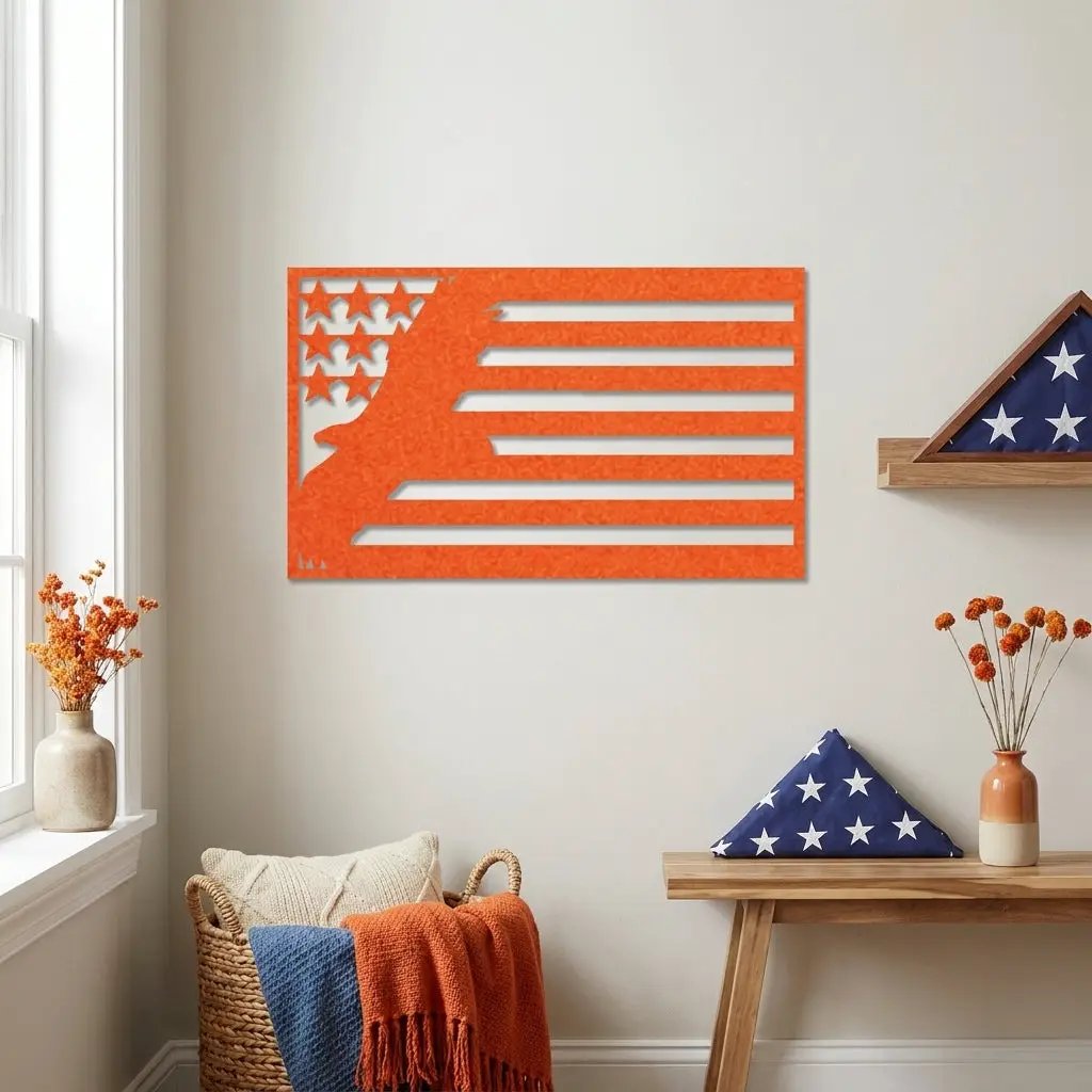 American Flag Eagle Metal Wall Art, Patriotic Eagle Decor, USA Flag Wall Art,