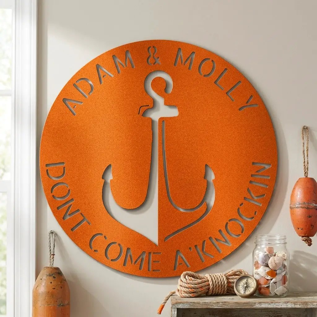 Anchor Personalized Metal Sign, Nautical Wall Decor, Family Name Sign, Beach, Boat House Decor