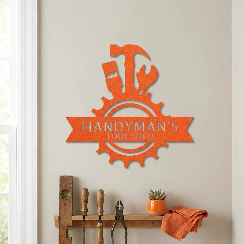 Personalized Handyman Metal Wall Art – Custom Tool Sign – Mechanic Garage Decor – Workshop Wall Art – Gift for Dad