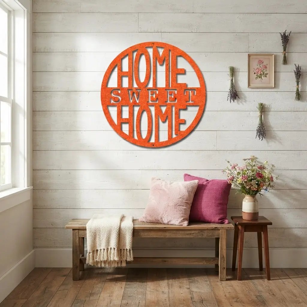Home Sweet Home Metal Wall Art | Farmhouse Wall Decor | Rustic Home Sign | Modern Metal Wall Hanging | Made in USA