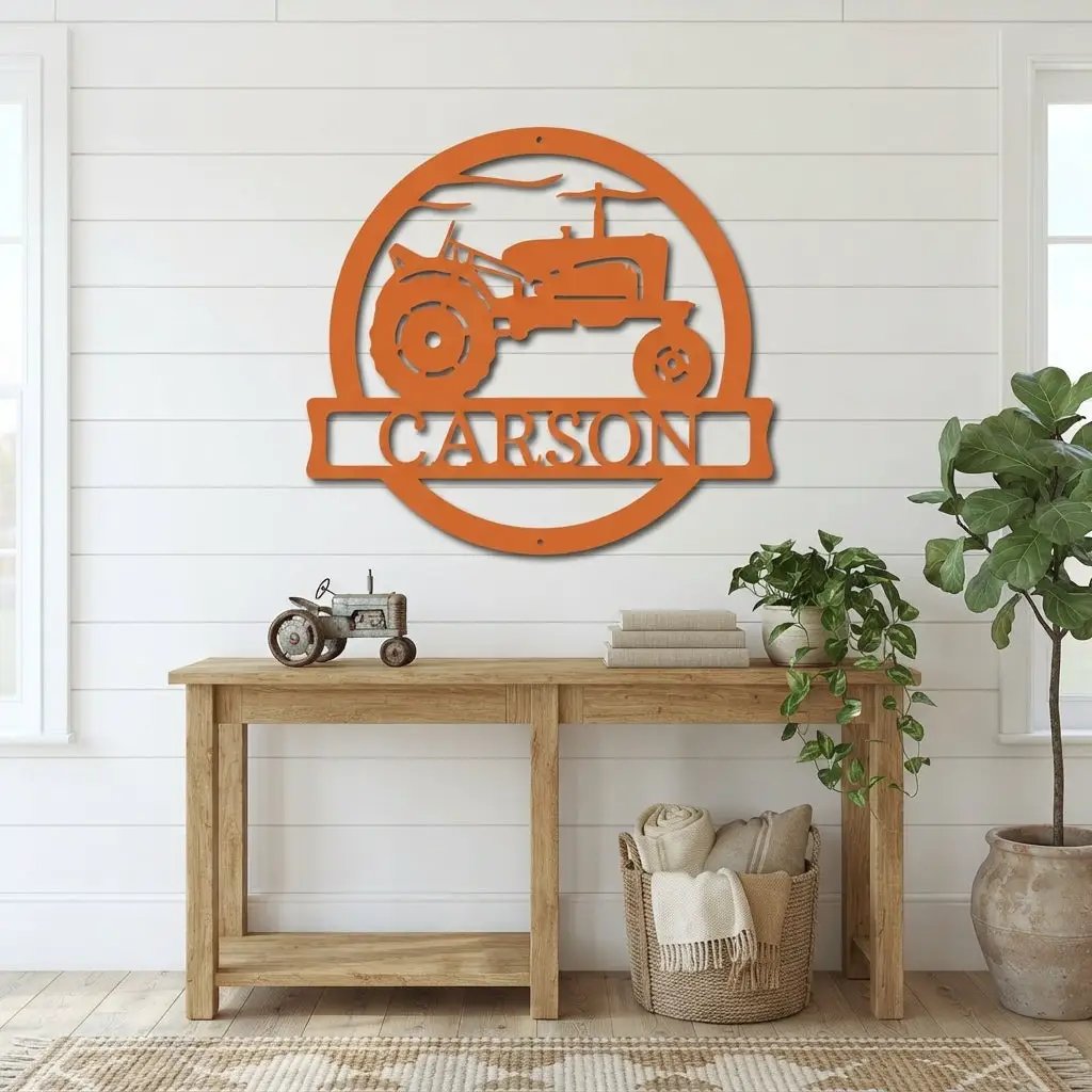 Personalized Tractor Metal Wall Art | Custom Farm Name Sign | Farmer Metal Sign | Rustic Farmhouse Decor | Country Wall Art | Made in USA