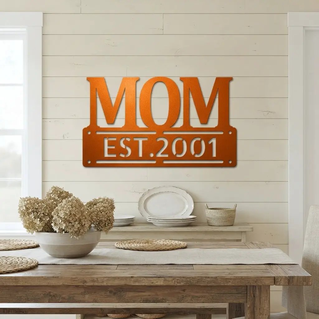 Personalized Mom Est. Year Metal Wall Art | Custom Mother's Day Gift | Mom Established Sign | Metal Home Decor | Made in USA