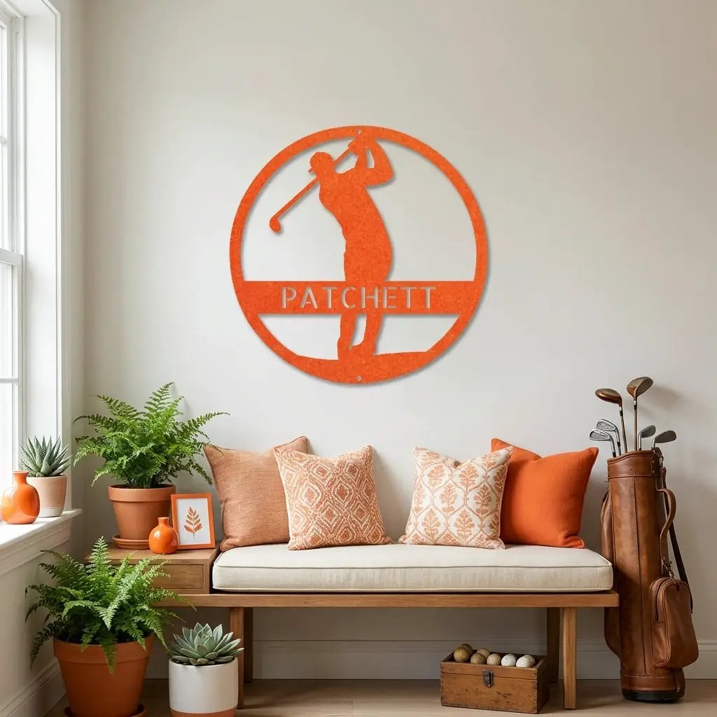 Personalized Golfer Metal Wall Art Custom Name Golf Sign Man Cave Decor Golf Gift for Dad Golf Lover Metal Wall Sign Outdoor Decor