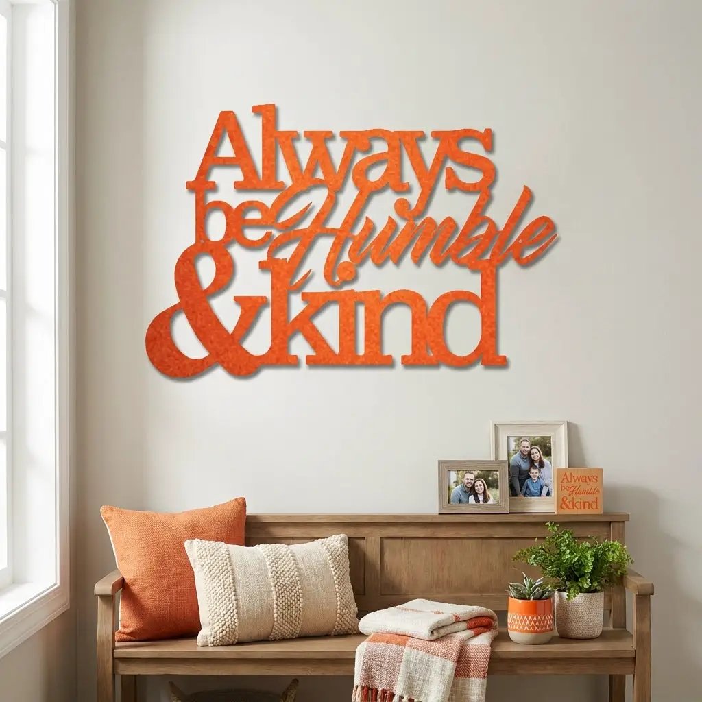 Always Be Humble and Kind Metal Wall Art – Inspirational Farmhouse Steel Sign – Rustic Family Quote Decor – Laser Cut Powder Coated USA Made Wall Hanging