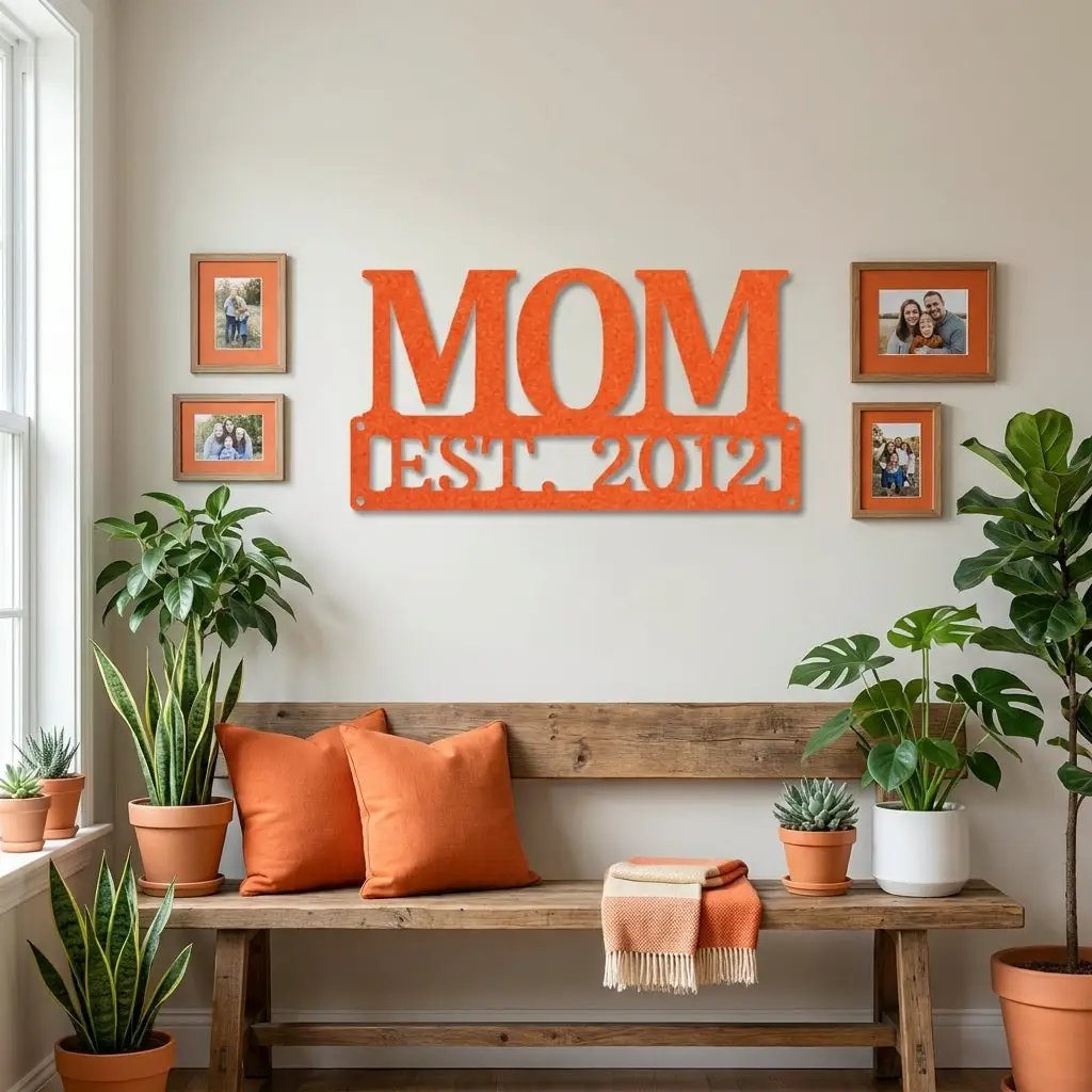 Mom Est. Year Metal Wall Art – Personalized Mom Sign – Custom Mother Established Date Sign – Mother’s Day Gift Wall Decor