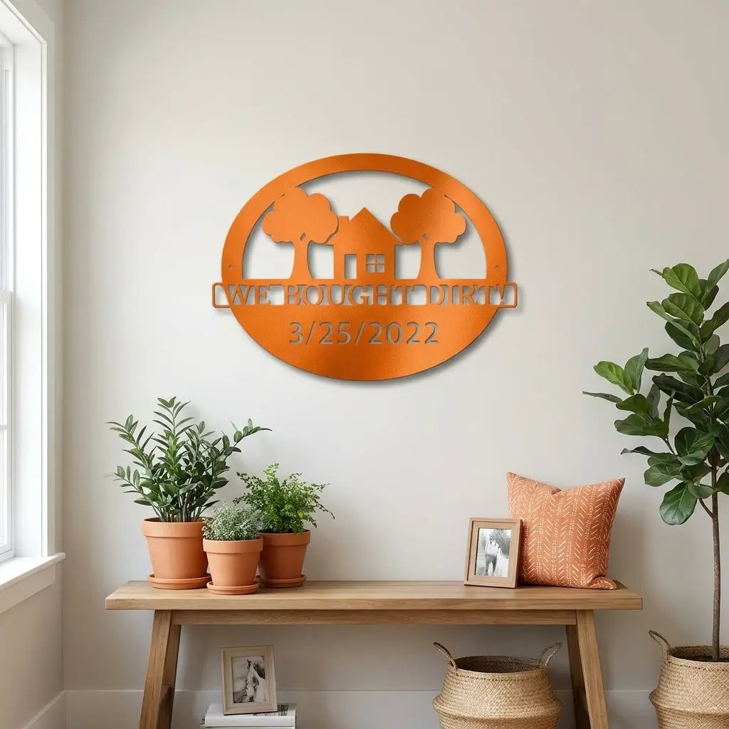 Custom New Home Steel Sign – Farmhouse Housewarming Gift with Established Date