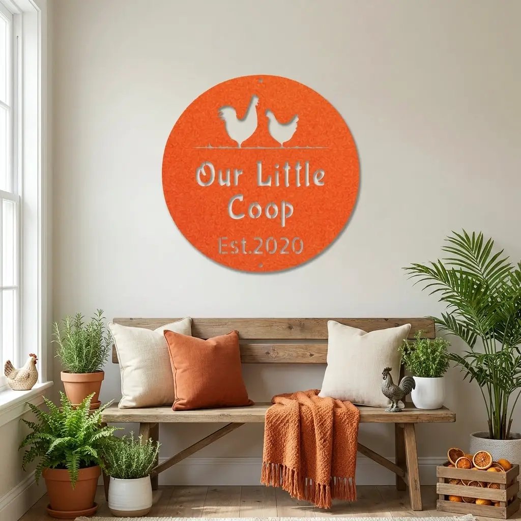 Our Little Coop Metal Sign – Personalized Chicken Coop Sign – Custom Farm Decor – Backyard Chicken Gift