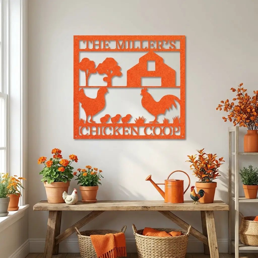 Personalized Chicken Coop Metal Sign – Custom Farm Sign – Backyard Chicken Decor – Farmhouse Wall Art
