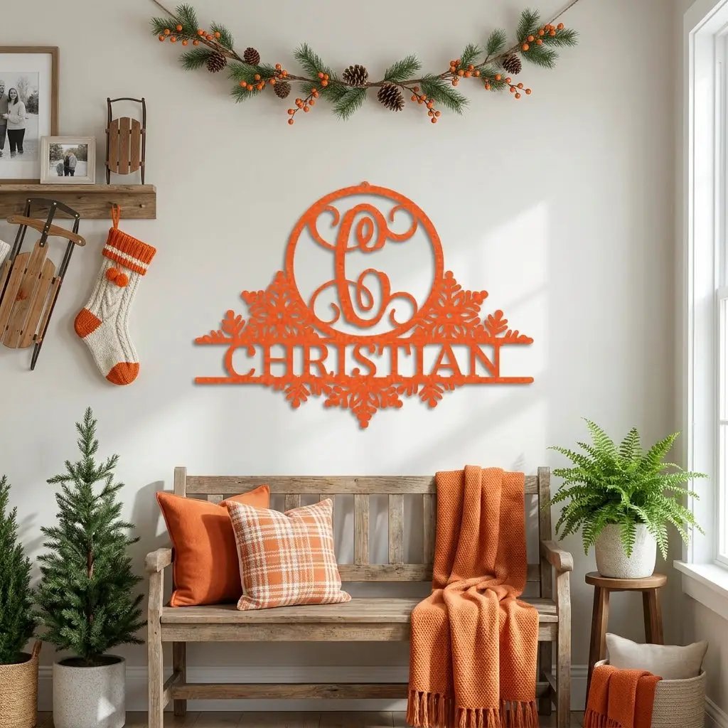 Personalized Family Name Metal Wall Art with Initial – Custom Monogram Steel Sign – Wedding Gift – Housewarming Decor – Farmhouse Wall Art