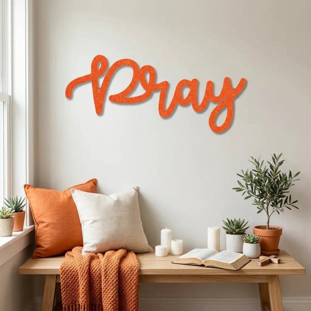 Pray Metal Wall Art – Christian Wall Decor – Faith Script Sign – Religious Home Decor