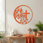 Easter Cross Metal Wall Sign – Christian Home Decor – He Is Risen