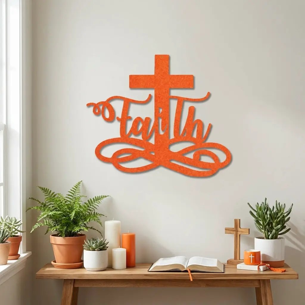 Faith Cross Metal Wall Art | Christian Scripture Decor | Inspirational Religious Wall Hanging