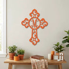 Personalized Initial Cross Metal Wall Art | Custom Monogram Christian Cross Decor | Ornate Faith Wall Hanging