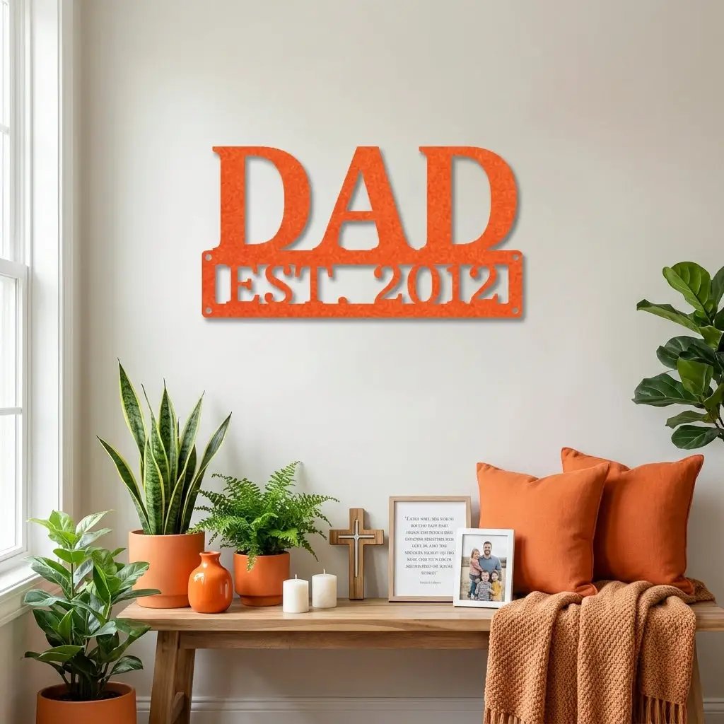 Dad Personalized Established Date Metal Aet Sign – Father’s Day Gift – Custom Family Decor