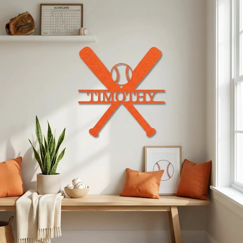 Personalized Baseball Bat Metal Wall Art with Name, Custom Baseball Sign, Boys Room Decor, Sports Wall Art, Baseball Player Gift Idea