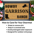 Personalized Ranch Doormat, Western Cowboy Welcome Mat, Custom Family Name Doormat, Rustic Farmhouse Entry Rug, Country Porch Decor
