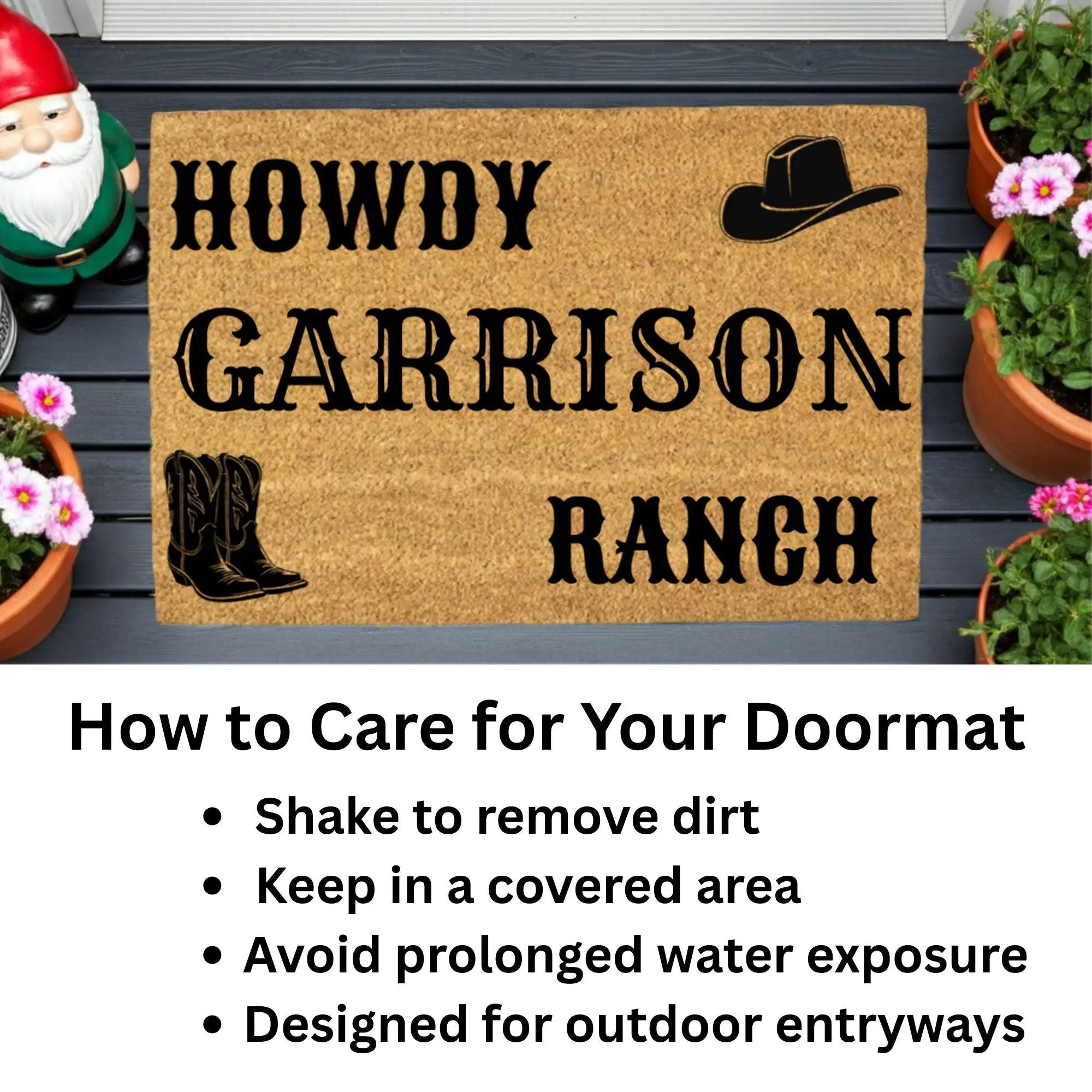 Personalized Ranch Doormat, Western Cowboy Welcome Mat, Custom Family Name Doormat, Rustic Farmhouse Entry Rug, Country Porch Decor
