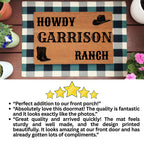 Personalized Ranch Doormat, Western Cowboy Welcome Mat, Custom Family Name Doormat, Rustic Farmhouse Entry Rug, Country Porch Decor